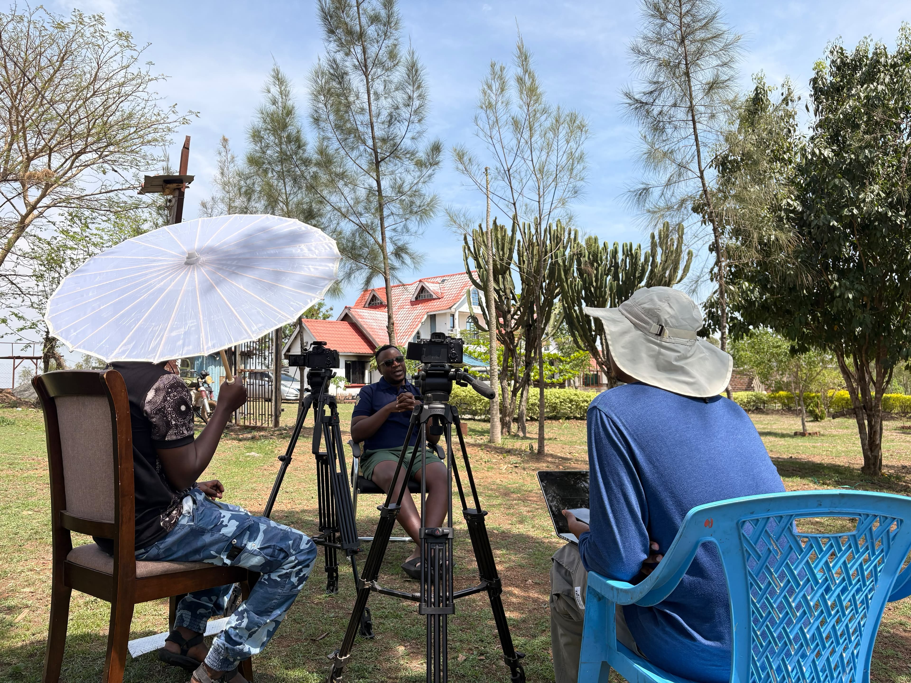 Screenshot of the VDEOPRO project workspace used to coordinate ExploreGod's Kisumu interviews.