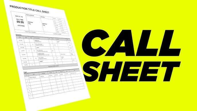 A detailed call sheet